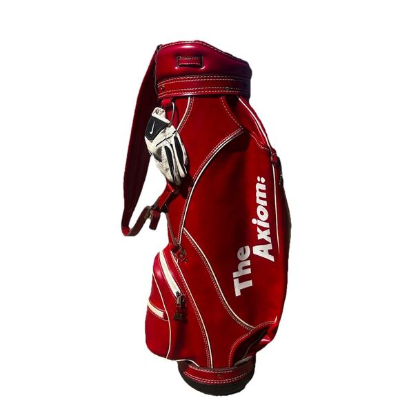 Vintage The Axiom Golf Bag Red Leather Palmer ProGroup Hot-Z USA Made Rare - Picture 1 of 9